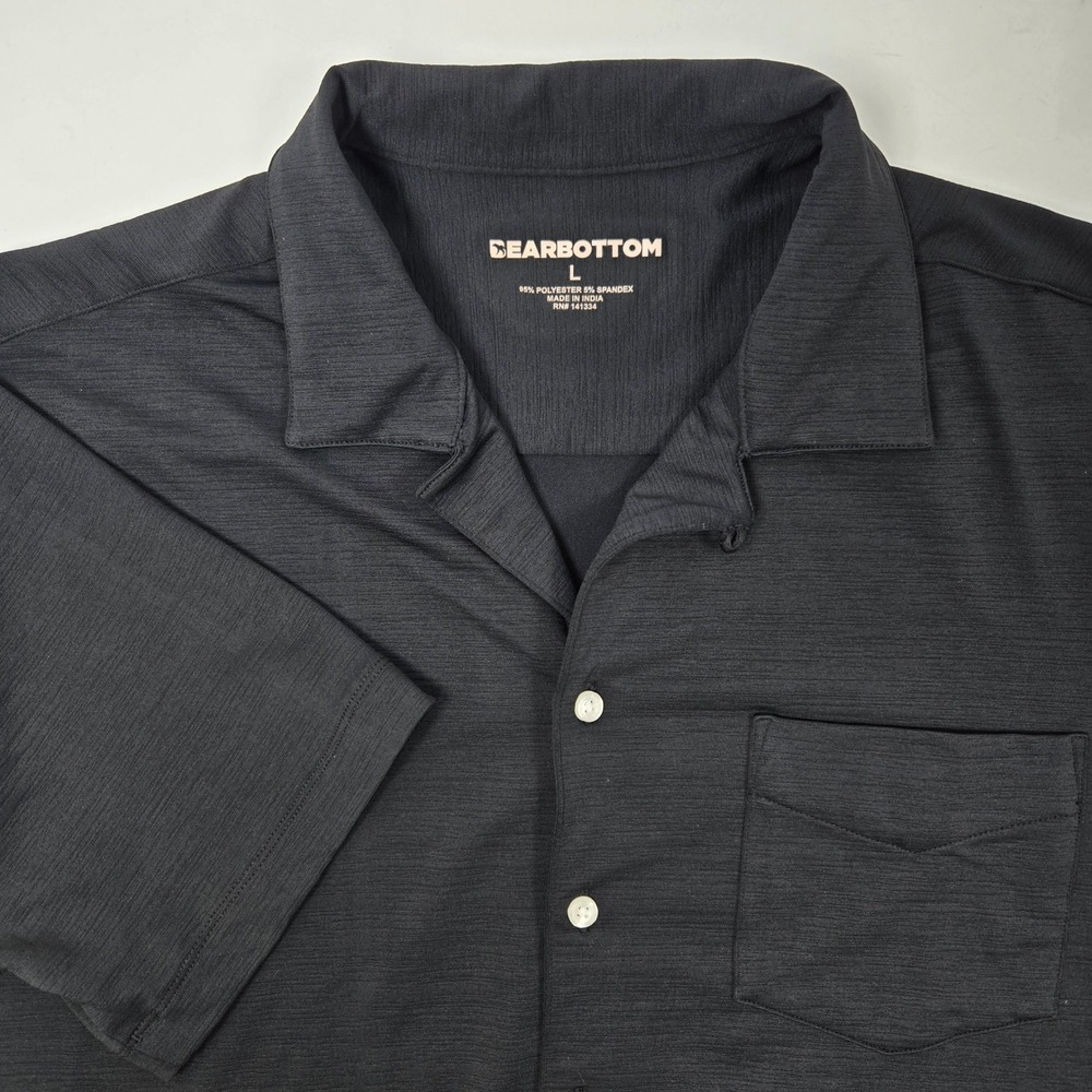 Bearbottom Shirt Mens L Black Short Sleeve Camp Collar Performance Button Down